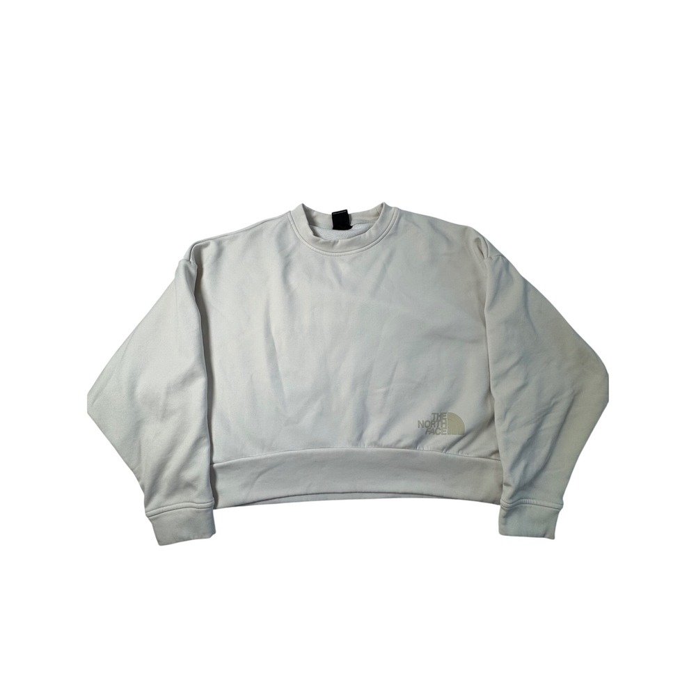 Gorpcore The North Face Womens Med Cropped Sweatshirt Cream Fleece Logo NF0A557V